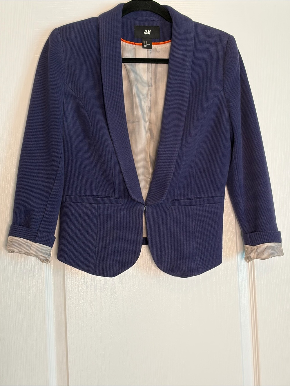 H&M Women's Dark Blue Shawl Collar Blazer